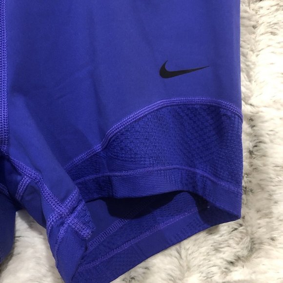 Nike Pro Crossover Waistband Shorts Womens Sz Small Blue Stretch Activewear - Picture 3 of 11